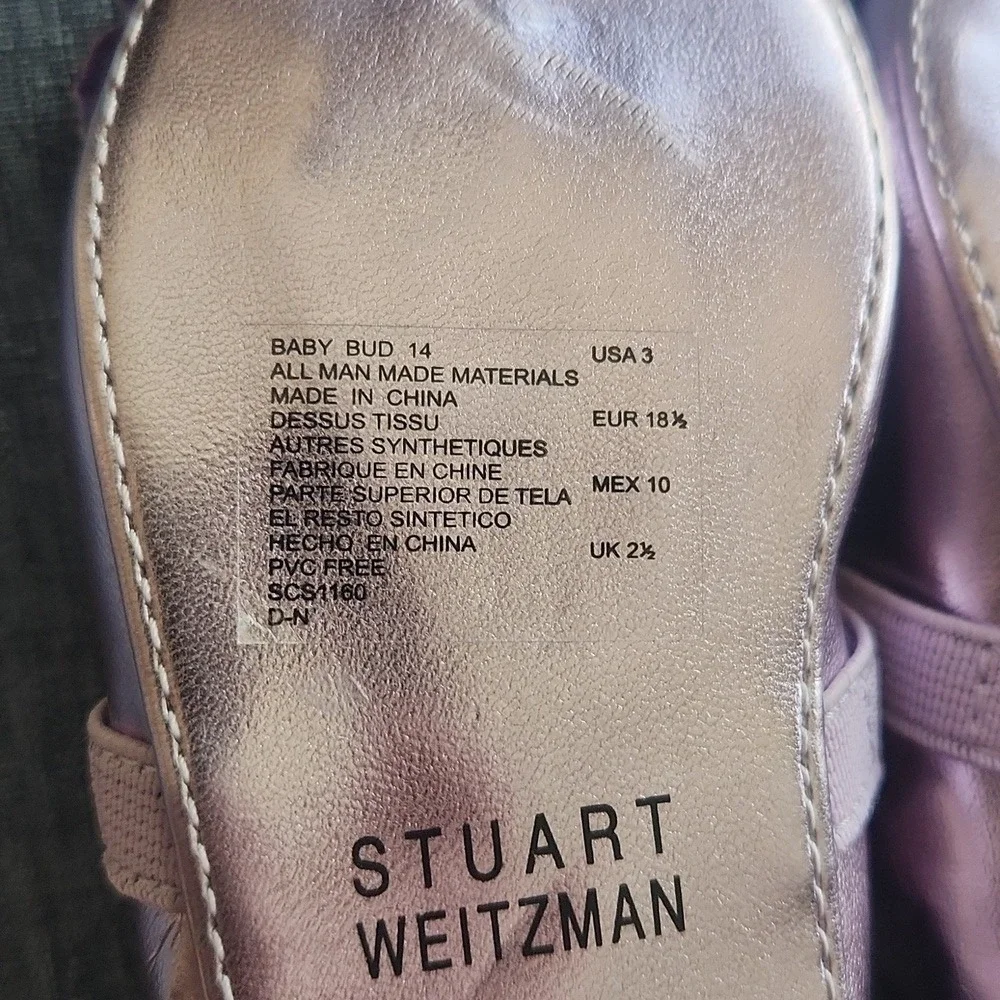 Stuart Weitzman Purple Baby Bud Flower Fancy Dress Shiny Baby Infant Shoe Size 3